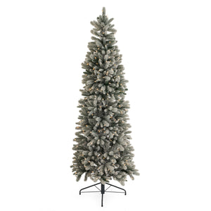 Home Heritage Anson 7' Flocked Slim 350 Clear Prelit Artificial Christmas Tree - TRAPSKI
