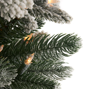 Home Heritage Anson 7' Flocked Slim 350 Clear Prelit Artificial Christmas Tree