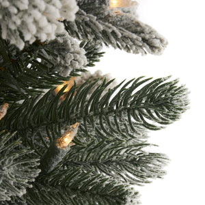 Home Heritage Anson 7' Flocked Slim 350 Clear Prelit Artificial Christmas Tree