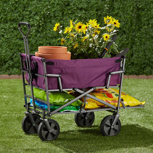 Mac Sports Double Decker Collapsible Outdoor Cart Utility Garden Wagon, Purple