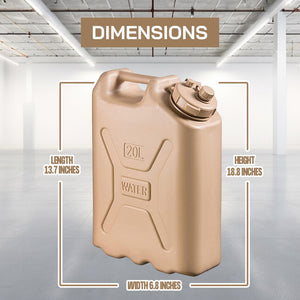 Scepter Lightweight BPA 5 Gallon 20 Liter Portable Water Storage Container, Sand