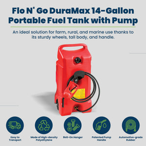 Scepter Flo N' Go Duramax 14 Gal Gas Fuel Tank Container & Pump, Red