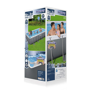 Bestway Power Steel 18' x 9' x 48” Metal Frame Outdoor Above Ground Pool, Gray
