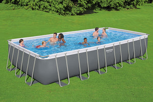Bestway 24ft x 12ft x 52in Rectangular Frame Family Swimming Pool & Test Kit