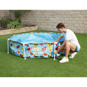 Bestway 8' x 20" Above Ground Kids Round Swimming Pool with Shaded Canopy, Fruit