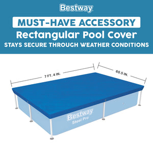 Bestway Flowclear Rectangle 7'4" x 60" Above Ground Swim Pool Cover (Cover Only)