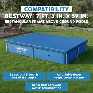 Bestway Flowclear Rectangle 7'4" x 60" Above Ground Swim Pool Cover (Cover Only)