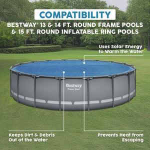 Bestway Flowclear 14 Feet Round Above Ground Pool Solar Pool Cover Only, Blue