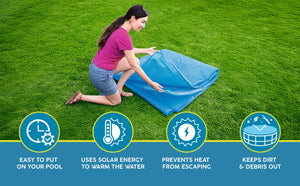 Bestway Flowclear 14 Feet Round Above Ground Pool Solar Pool Cover Only, Blue