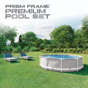Intex 10'x30" Prism Metal Frame Round Outdoor Above Ground Swimming Pool, No Pump