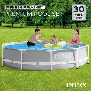 Intex 10'x30" Prism Metal Frame Round Outdoor Above Ground Swimming Pool, No Pump