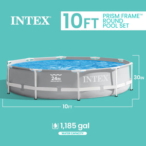 Intex 10 Foot x 30 Inches Pool w/ 10-Foot Round Above Ground Pool Cover