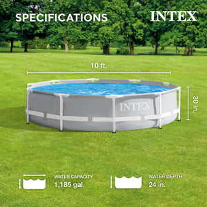 Intex 10ft x 10ft x 30in Pool w/ 10 Foot Round Pool Cover and Filter Cartridge