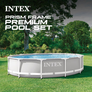 Intex 12 foot x 30 inch Prism Frame Round Above Ground Swimming Pool, (No Pump)