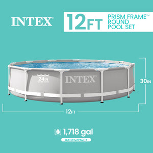Intex 26711EH 12' x 30" Metal Frame Above Ground Swimming Pool w/ Pump & Canopy