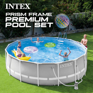 Intex 15ft x 48in Prism Above Ground Swimming Pool Set with Ladder and Cover