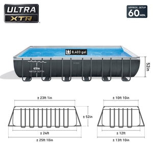 Intex 26367EH 24' x 12' x 52" Rectangular XTR Frame Swimming Pool w/ Filter Pump