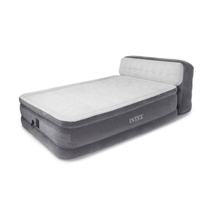 Intex Ultra Plush Inflatable Bed Air Mattress w/ Built-in Pump, Headboard, Queen