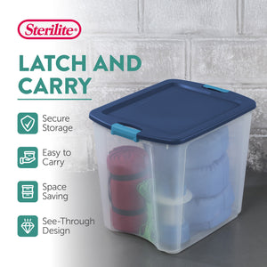 Sterilite 26 Gallon Latch & Carry Plastic Storage Tote Container Box, 8 Pack