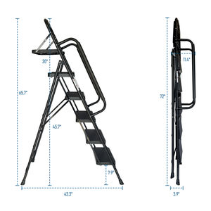 Folding Step Ladder with Wide Anti-Slip Pedal