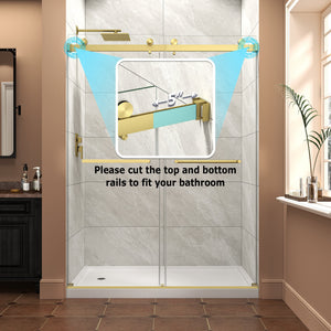 55"-60" W x 76" H Brushed Frameless Shower Door