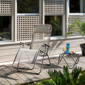 Lafuma Futura Zero Gravity Outdoor Steel Framed Lawn Recliner Chair, Seigle Grey