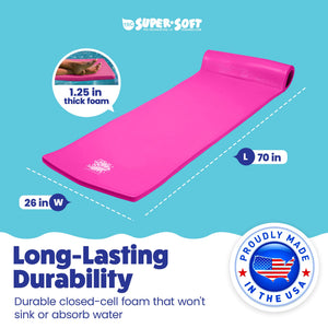 TRC Recreation Splash 1.25" Thick Pool Float Mats, Bahama Blue/Flamingo Pink