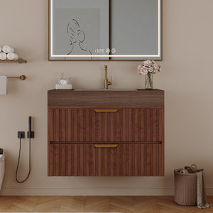 30" Modern Floating Bathroom Vanity with Seamless Sintered Stone Top