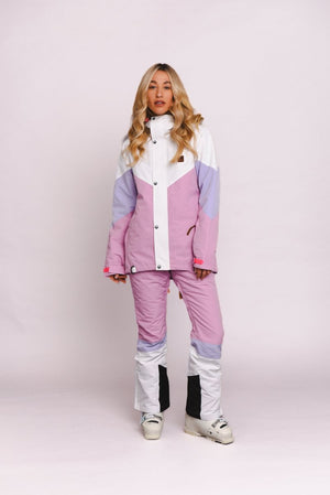 1080 Women's Ski & Snowboard Jacket - Pastel Pink, White & Pastel Purple