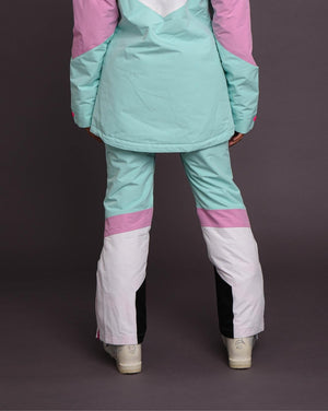 1080 Women's Ski & Snowboard Pant - Pastel Pink, White & Pastel Mint