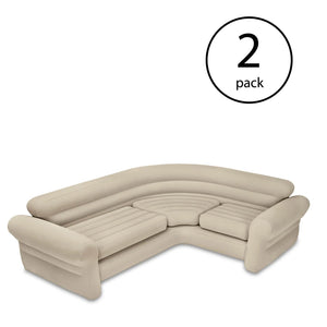 Intex Inflatable Corner Living Room Neutral Sectional Sofa 68575EP (2 Pack) - TRAPSKI