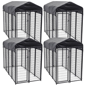 Lucky Dog Uptown Large Outdoor Covered Kennel Heavy Duty Dog Fence Pen (4 Pack)