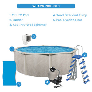 Aquarian Phoenix 21 Ft x 52 In Above Ground Pool w/ Pump, Ladder, & Accessories
