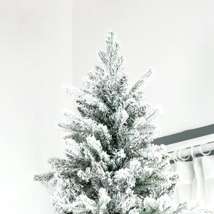 9 Foot Pine Snow Flocked Artificial Christmas Tree with Realistic Branches - White