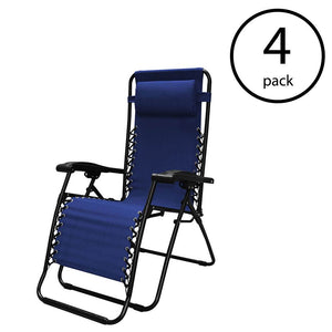 Caravan Canopy Infinity Zero Gravity Steel Frame Patio Deck Chair, Blue (4 Pack) - TRAPSKI