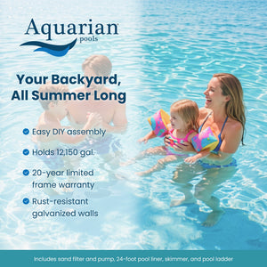 Aquarian Phoenix 24'x52" Round Above Ground Pool w/ Pump, Ladder, Liner, Skimmer