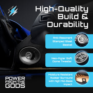 Hifonics Zeus 800 Watt 6 x 9 Inch 3 Way Car Audio Coaxial Speakers, 2 Pairs