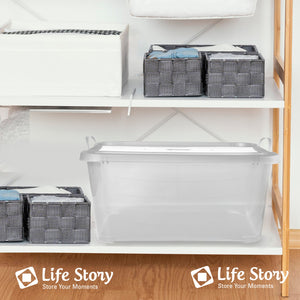 Life Story 55 Quart Stackable Storage Bin, Light Duty Container, Clear, 18 Pack