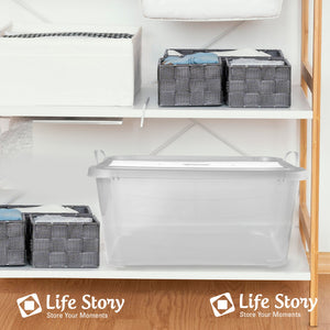 Life Story 55 Quart Stackable Storage Bin, Light Duty Container, Clear, 18 Pack