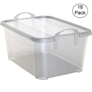 Life Story 55 Quart Stackable Storage Bin, Light Duty Container, Clear, 18 Pack