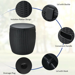 9.5 Gallon 4-in-1 Patio Rattan Cool Bar Cocktail Table Side Table