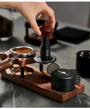 Cute Bear Espresso Tamper Set with Walnut Stand - Gift for Coffee Lovers Under $29