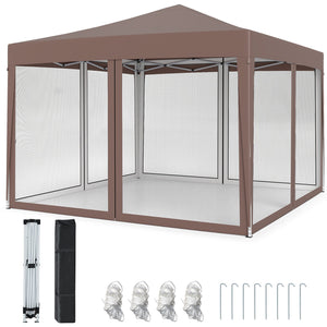 10 FT x 10 FT Pop-Up Canopy Tent Easy Setup Instant Folding Shelter with Mesh Netting