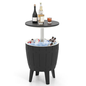 10 Gallon Cooler Bar Table Outdoor Coffee Table Ice Bucket with Telescopic Tabletop for Beer and Wine