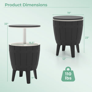 10 Gallon Cooler Bar Table Outdoor Coffee Table Ice Bucket with Telescopic Tabletop for Beer and Wine