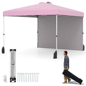 10 X 10 FT Pop up Canopy Tent with 1 Sidewall and Wheeled Bag