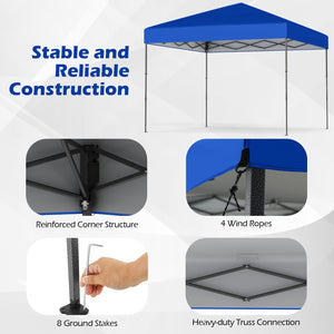 10 X 10 Feet Pop up Canopy Tent with Portable Carrying Bag and 8 Stakes