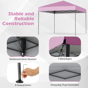10 X 10 Feet Pop up Canopy Tent with Portable Carrying Bag and 8 Stakes