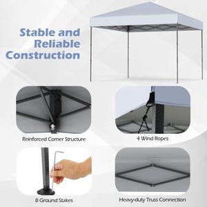 10 X 10 Feet Pop up Canopy Tent with Portable Carrying Bag and 8 Stakes