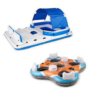 Bestway CoolerZ Tropical Breeze Island Raft & Rapid Rider 4 Person River Lounger